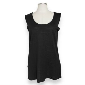 RONI BIS Black Lightweight Scoop Neck Knit Cotton Blend Tank